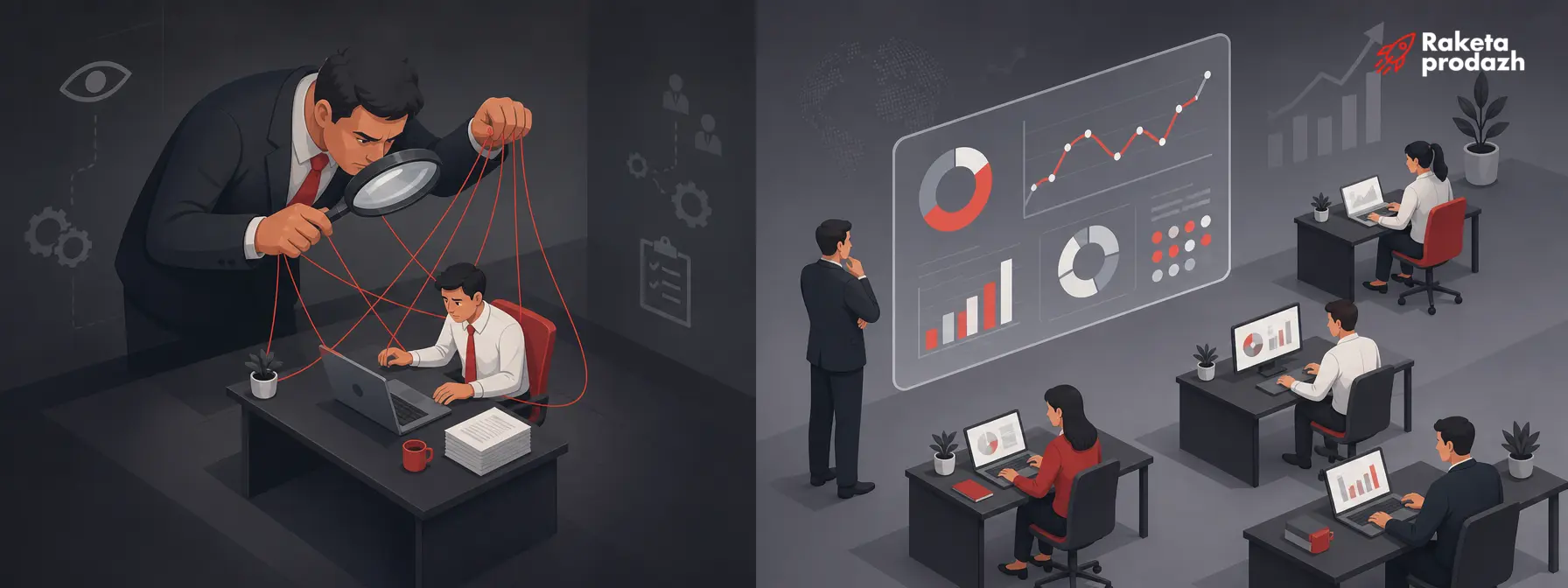 micromanagement — Comparison of micromanagement versus healthy dashboard-based control