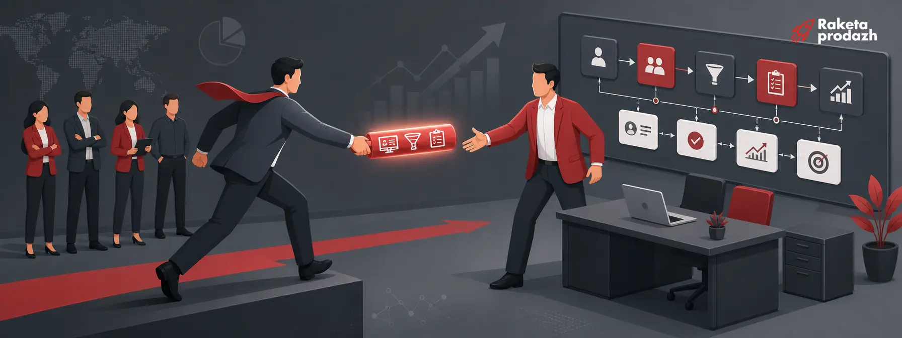 hybrid sales manager model — Handover of management from external to in-house sales manager