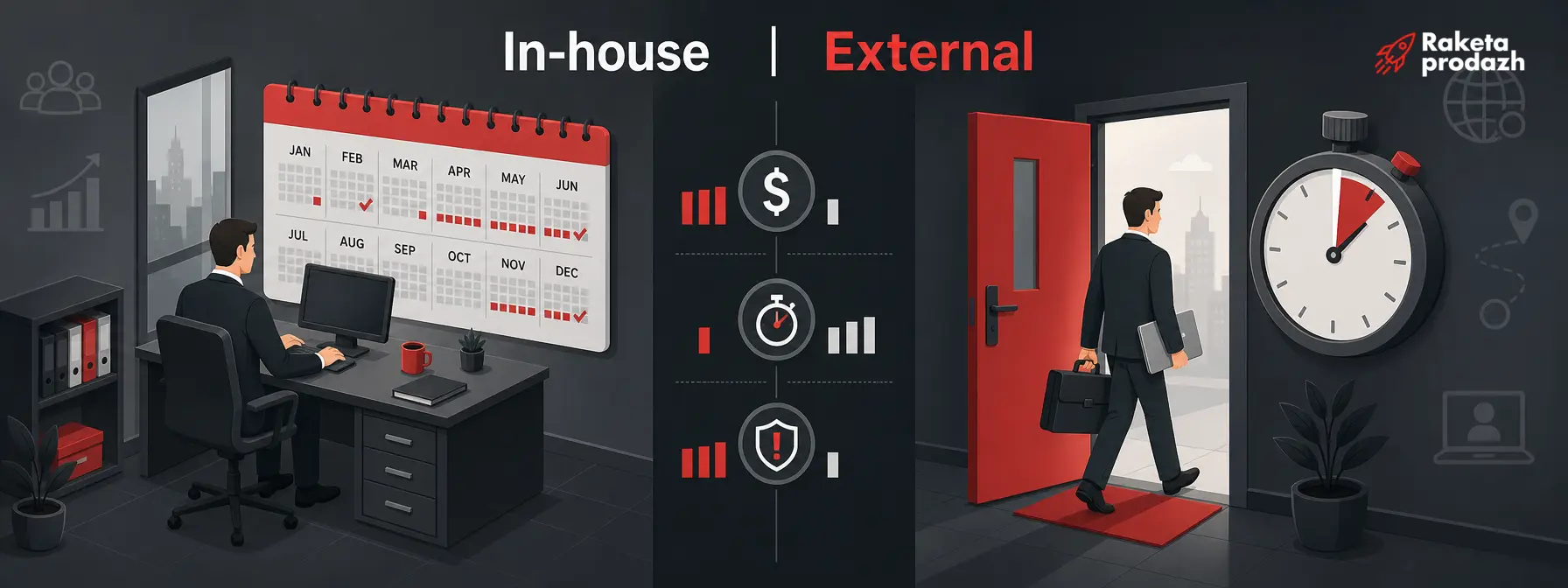 in-house vs external sales manager comparison — Comparison of in-house versus external sales manager