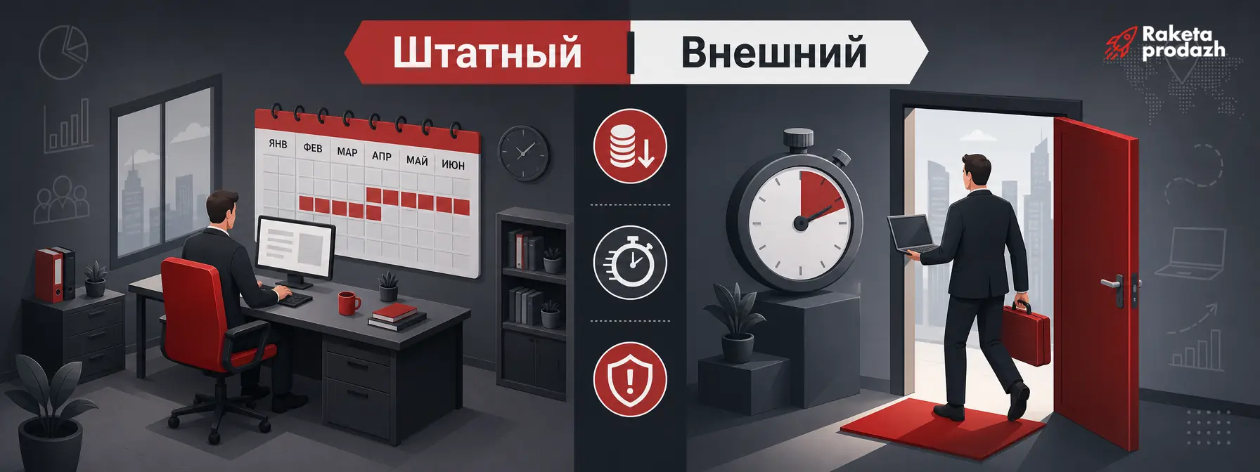 сравнение штатного и внешнего РОП — Сравнение штатного и внешнего руководителя отдела продаж
