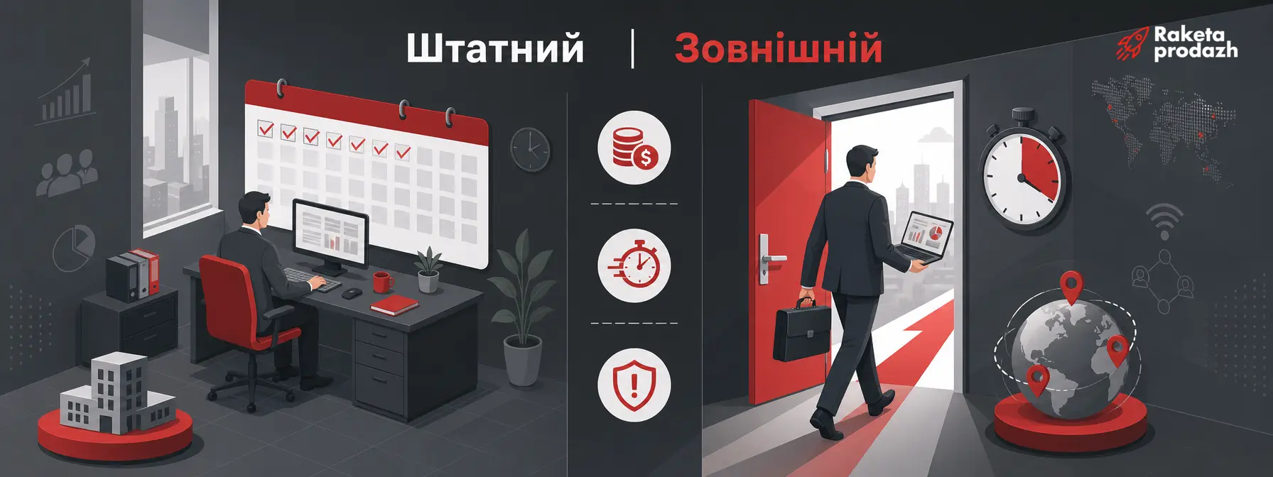 порівняння РОП штатний і зовнішній — Порівняння штатного та зовнішнього керівника відділу продажів