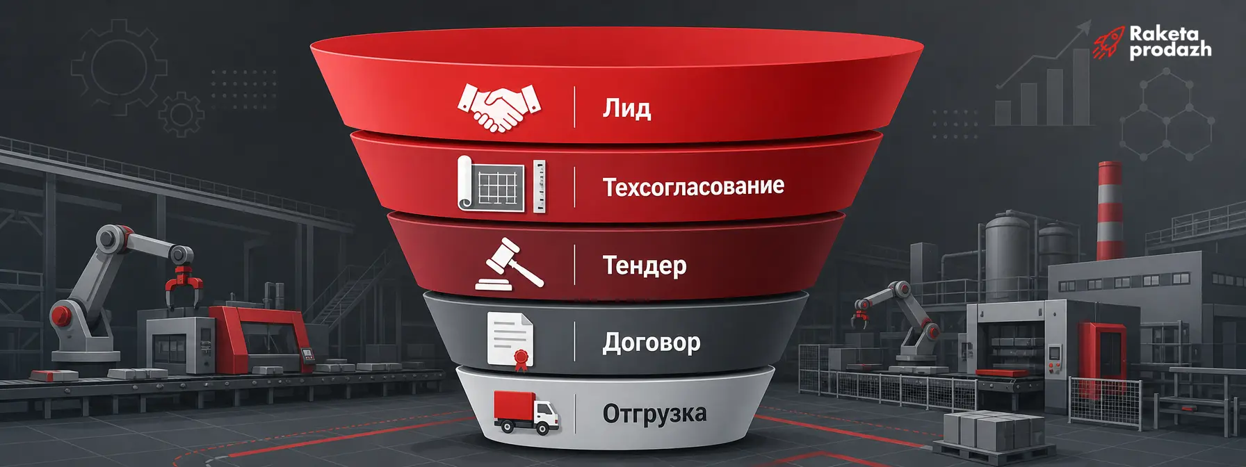 воронка продаж производителя — Схема воронки продаж производителя с этапами от лида до отгрузки