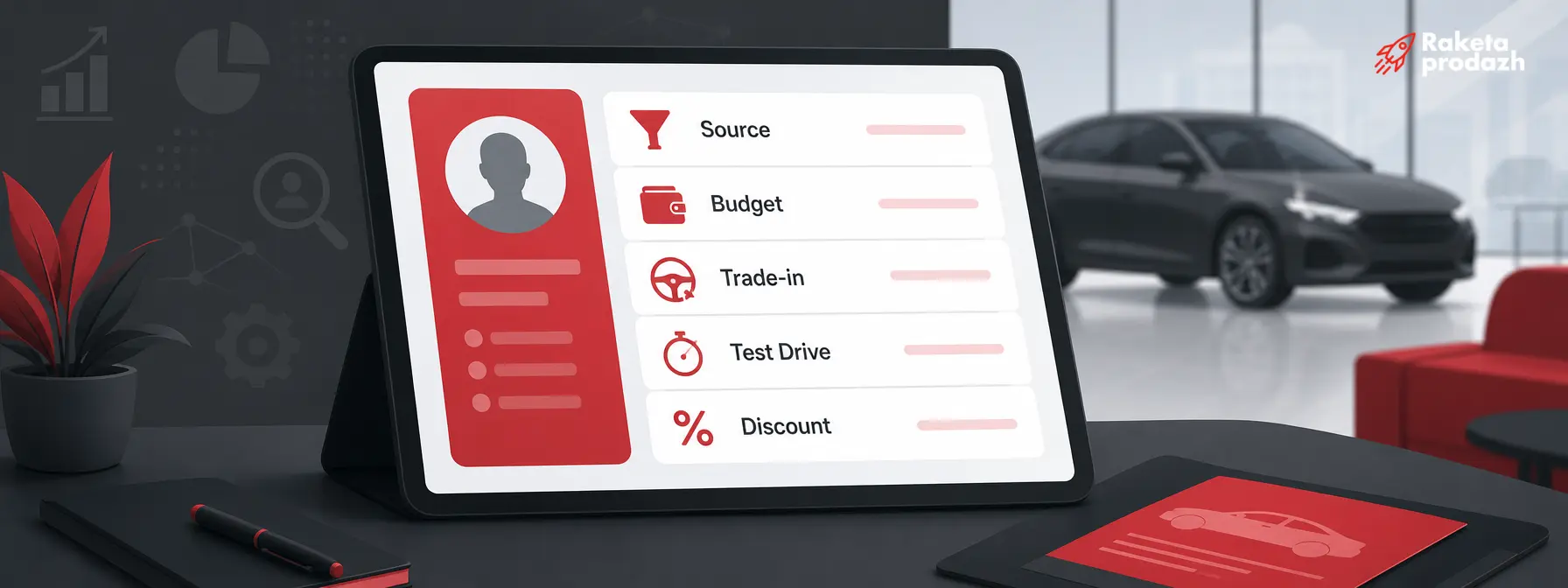 CRM for car dealership — Customer card in a car dealership CRM with key data fields