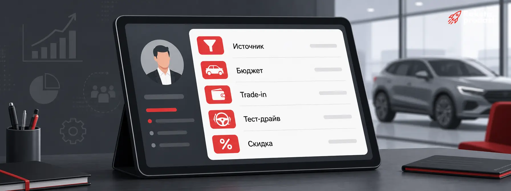 CRM для автосалона — Карточка клиента в CRM автосалона с ключевыми полями данных