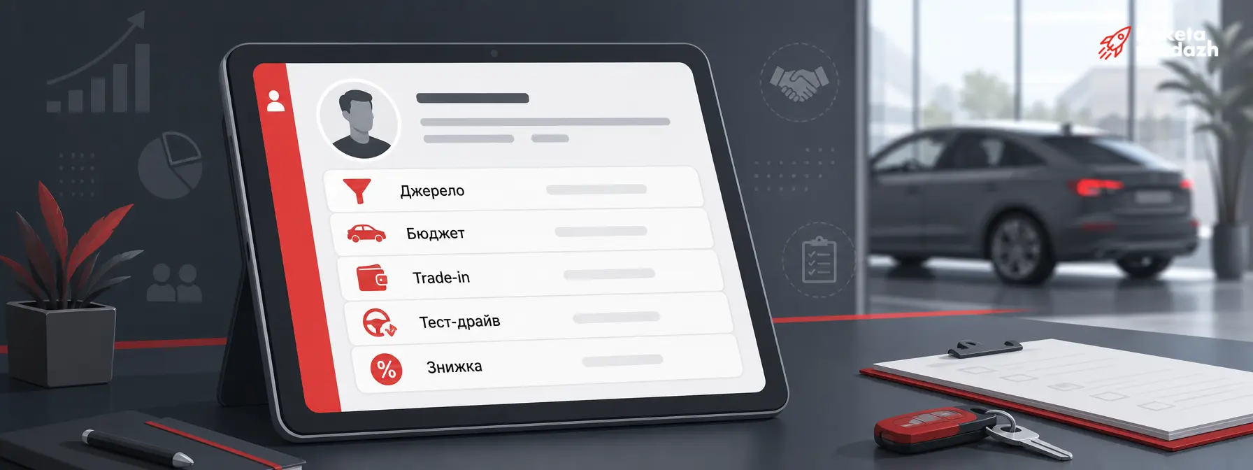 CRM для автосалону — Картка клієнта в CRM автосалону з ключовими полями даних