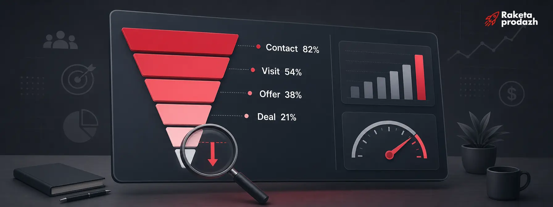 sales funnel metrics — Analytics dashboard with car sales funnel metrics