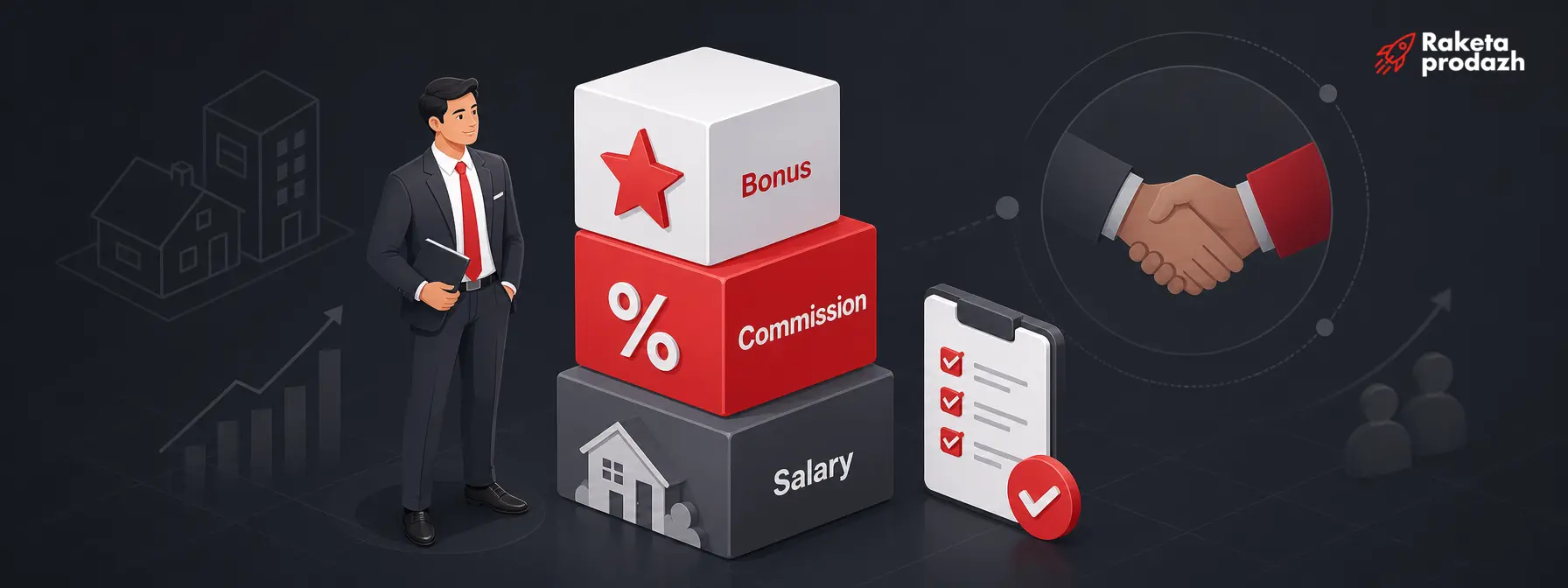 An example of a realtor's motivation structure combining salary, commission, and bonus realtor motivation in a real estate agency — An example of a realtor's motivation structure combining salary, commission, and bonus