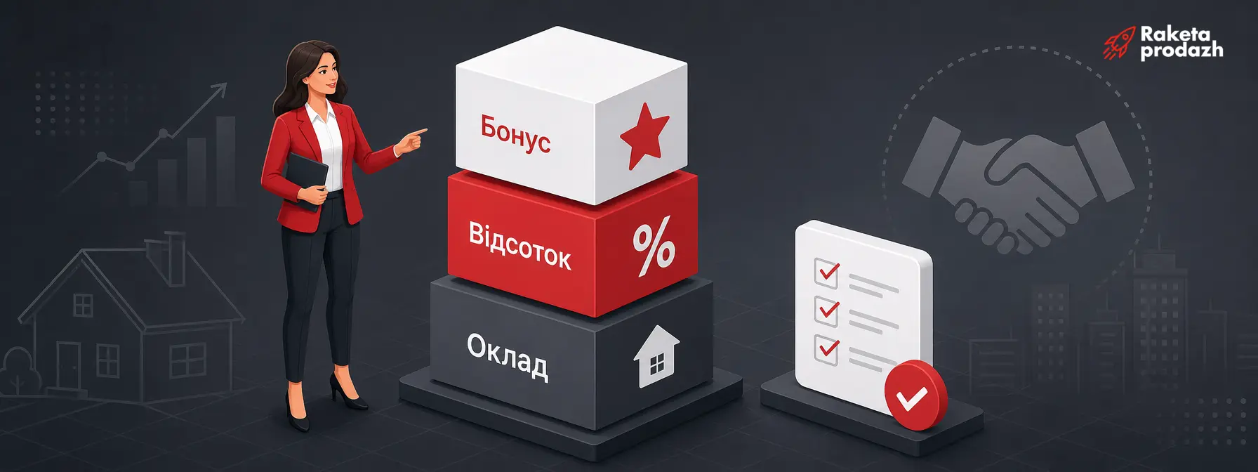 мотивація рієлтора в агентстві нерухомості — Приклад мотивації рієлтора: оклад, відсоток та бонус складаються в одну систему винагороди