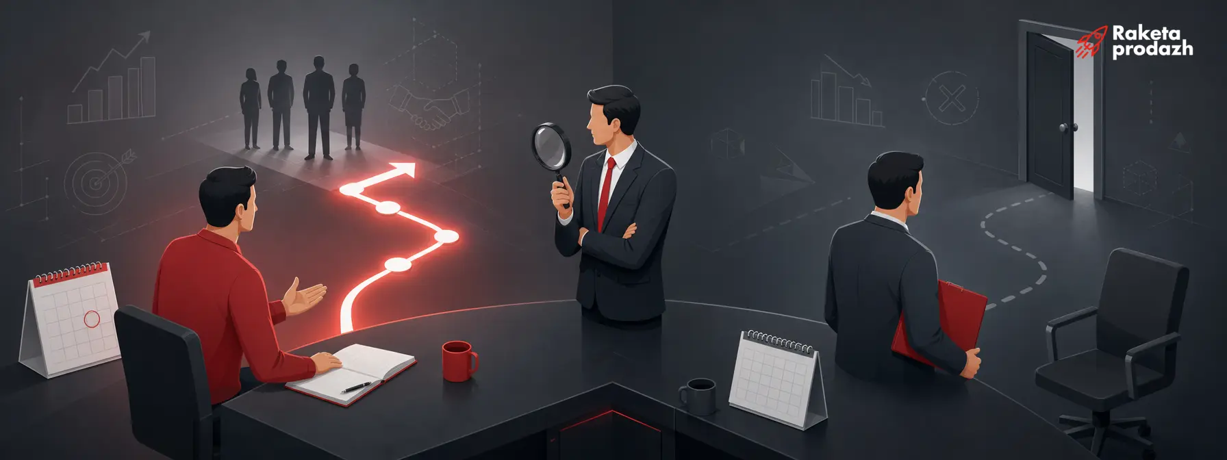A manager compares two clients: one genuinely considering the deal, the other politely declining client says I'll think about it — A manager compares two clients: one genuinely considering the deal, the other politely declining
